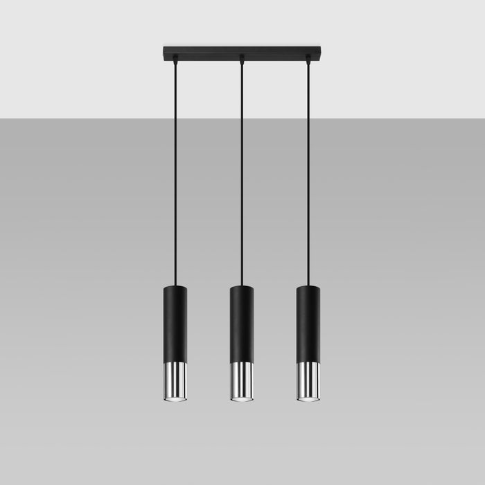 SOLLUX SL.0942 Lámpara Colgante LOOPEZ 3L Negro Cromo