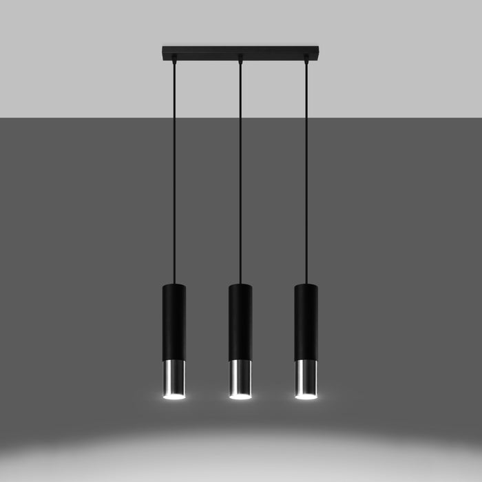 SOLLUX SL.0942 Lámpara Colgante LOOPEZ 3L Negro Cromo