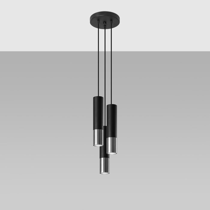 SOLLUX SL.0943 Lámpara Colgante LOOPEZ 3P Negro Cromo