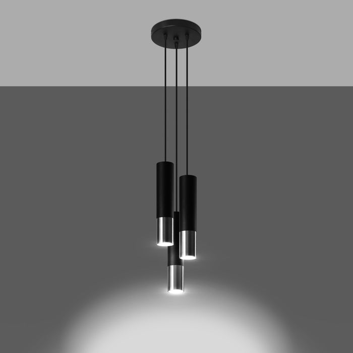 SOLLUX SL.0943 Lámpara Colgante LOOPEZ 3P Negro Cromo