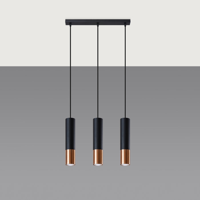 SOLLUX SL.0948 Lámpara Colgante LOOPEZ 3L Negro Cobre
