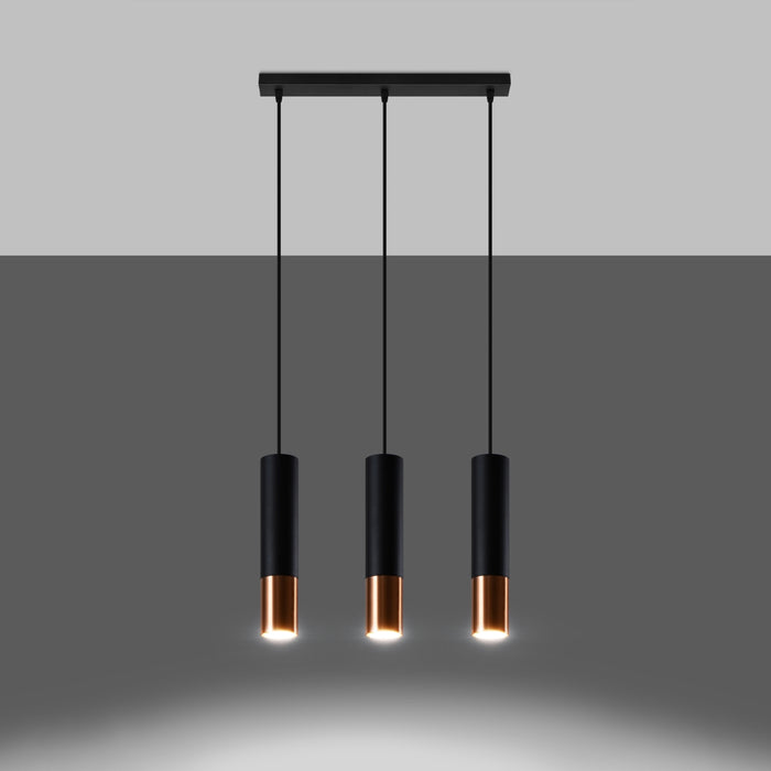 SOLLUX SL.0948 Lámpara Colgante LOOPEZ 3L Negro Cobre