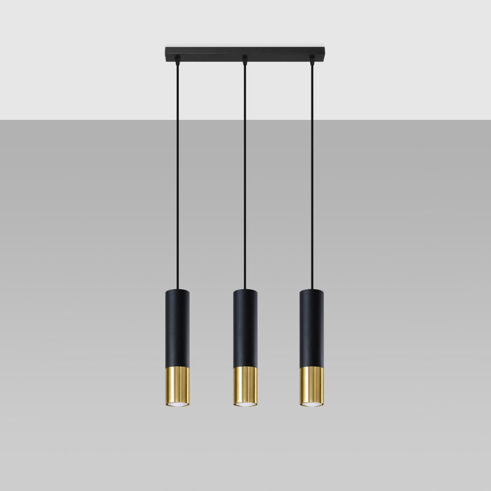 SOLLUX SL.0954 Lámpara Colgante LOOPEZ 3L Negro Dorado