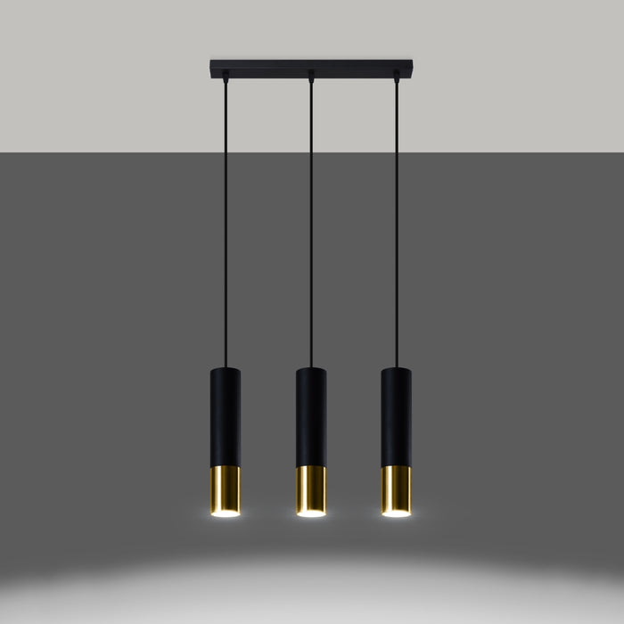 SOLLUX SL.0954 Lámpara Colgante LOOPEZ 3L Negro Dorado