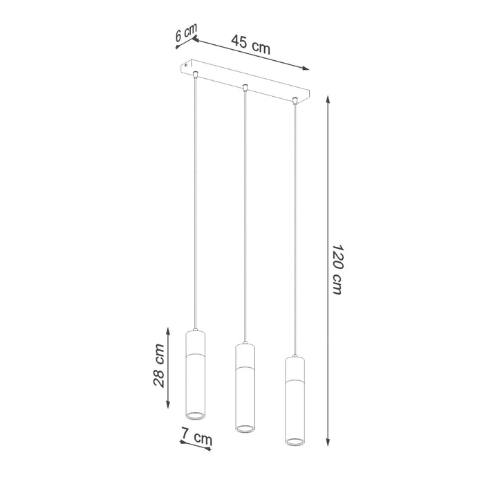 SOLLUX SL.0967 Lámpara Colgante ZANE 3 Gris