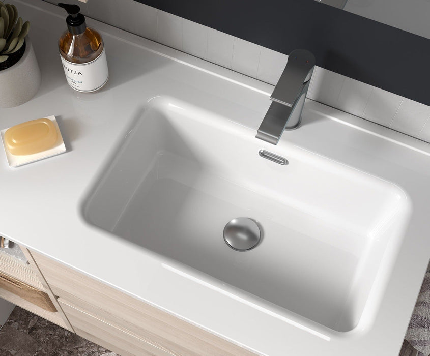 SALGAR BEQUIA Mueble de Baño con Lavabo 2 Cajones 2 Huecos Roble África Derecha