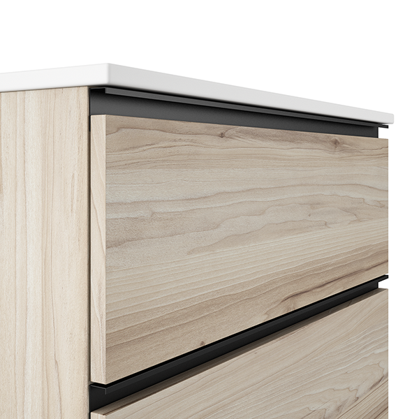 VISOBATH GRANADA Conjunto Completo Mueble de Baño Suspendido 2 Cajones Color Aliso Tirador Negro