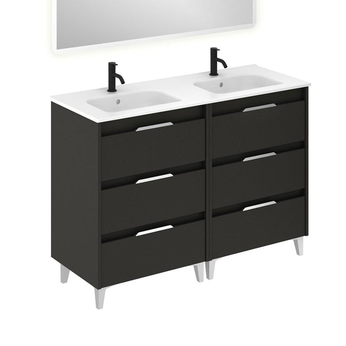 AMIZUVA C0073824 SUKI Mueble de Baño con Lavabo 6 Cajones 120 cm Antracita Brillo