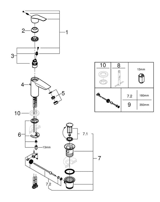 GROHE 32 929 243 EUROSMART Monomando de bidé 1/2" tamaño S negro mate