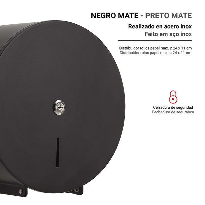 GEDY 24481400000 Dispensador Rollos Papel Negro Mate