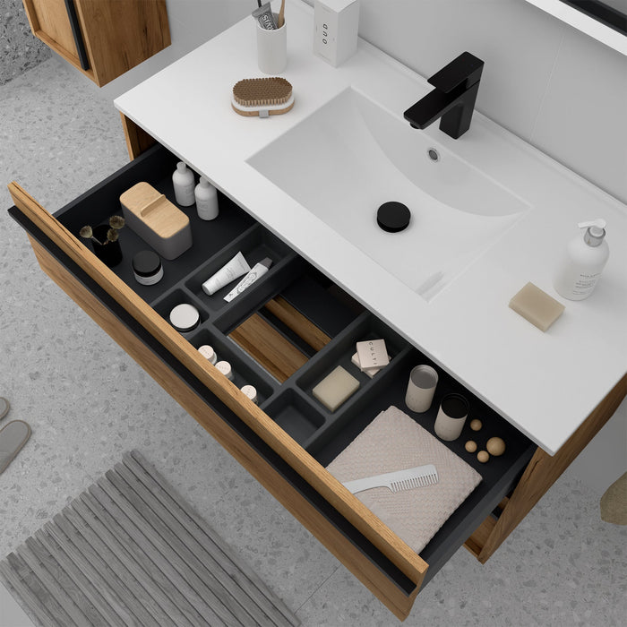 SALGAR 105166 ATTILA Mueble de Baño con Lavabo 6 Cajones 120 cm Color Roble África