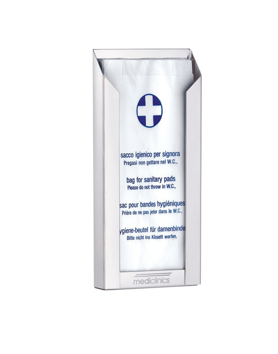 MEDICLINICS DBH100 Dispensador de Bolsas Higiénicas Adosable de Acero Blanco