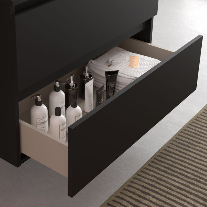 SALGAR 102232 BEQUIA Mueble de Baño con Lavabo 120 2 Cajones y 4 Huecos Negro Roble África