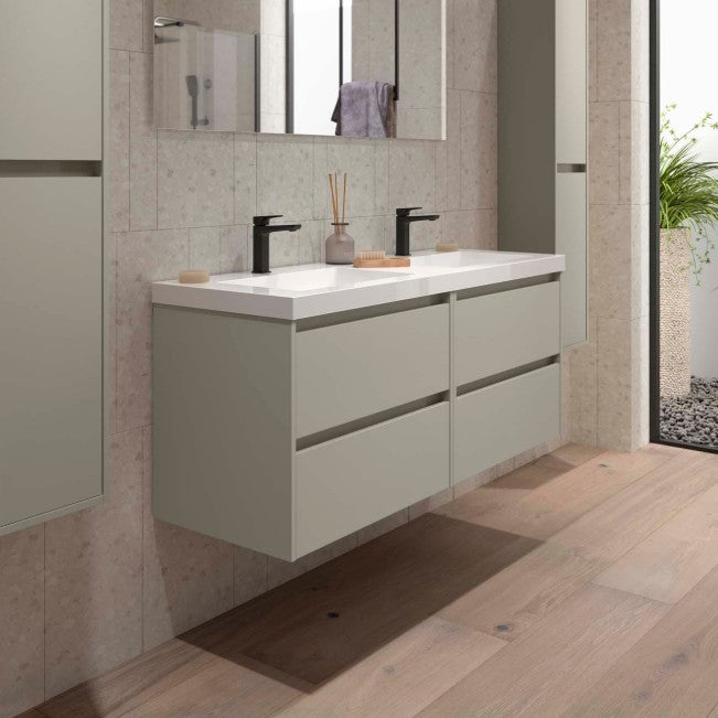 SALGAR 118471 NOJA Mueble+Lavabo 4 Cajones 140 cm Color Gris Satinado