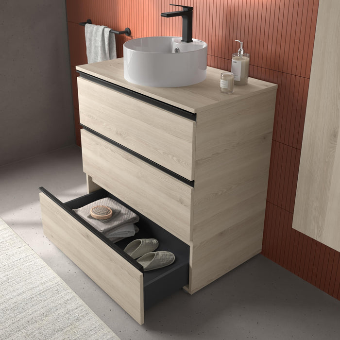 SALGAR BEQUIA METAL Mueble 3C Lavabo sobre encimera Natura