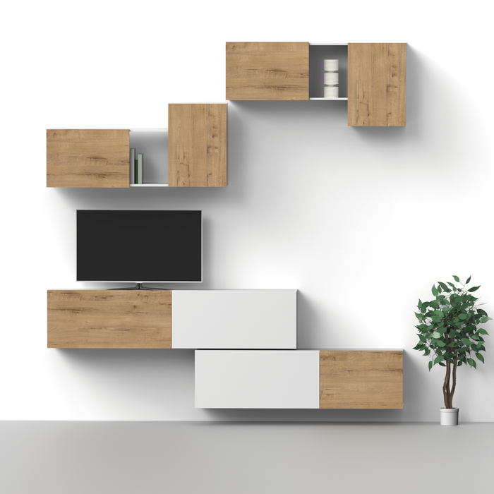 MUEBLES PITARCH Módulo en L Nilo Blanco /Roble Gold