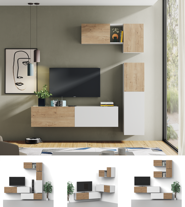 MUEBLES PITARCH Módulo 150 Nilo Blanco /Roble Gold