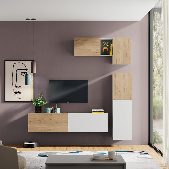 MUEBLES PITARCH Módulo 150 Nilo Blanco /Roble Gold