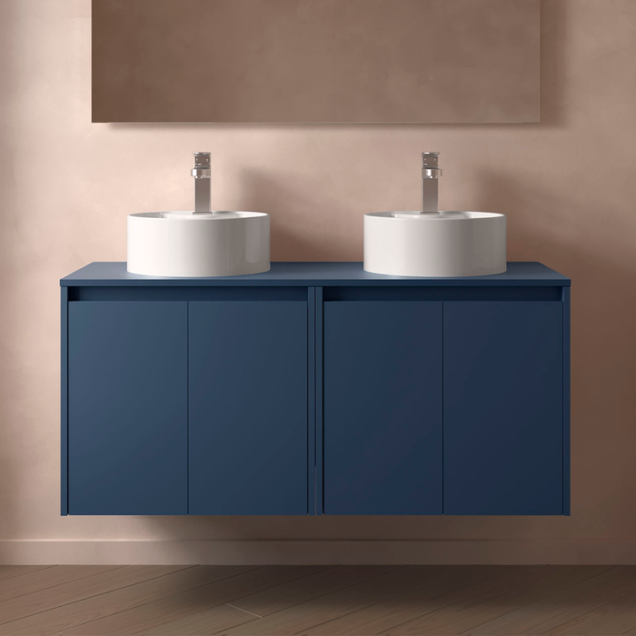 SALGAR 105564 NOJA Mueble de Baño con Tapa Encimera 4 Puertas 120 cm Color Azul Mate