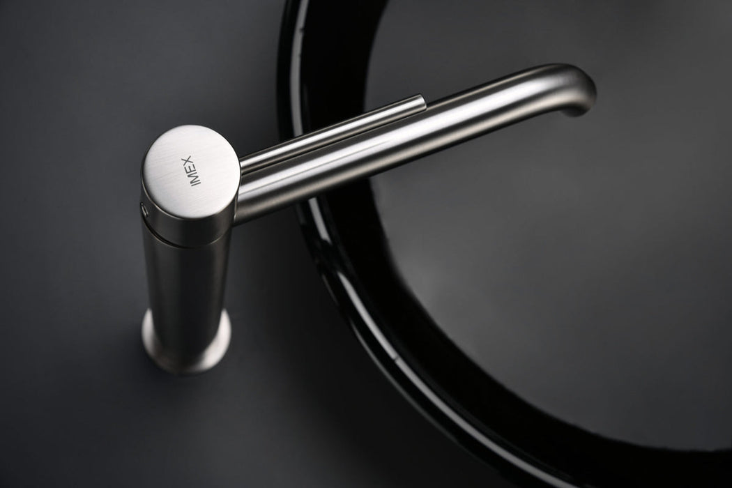 IMEX BDM039-3NQ MONZA Grifo Monomando Lavabo Caño Alto Color Níquel Cepillado