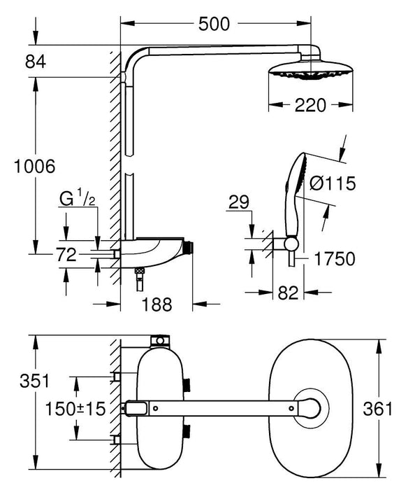 GROHE 26 250 000 RAINSHOWER Ducha Smartcontrol 360