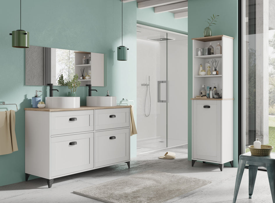 MUEBLES PITARCH Columna Toscana Blanco/Roble Cambrian