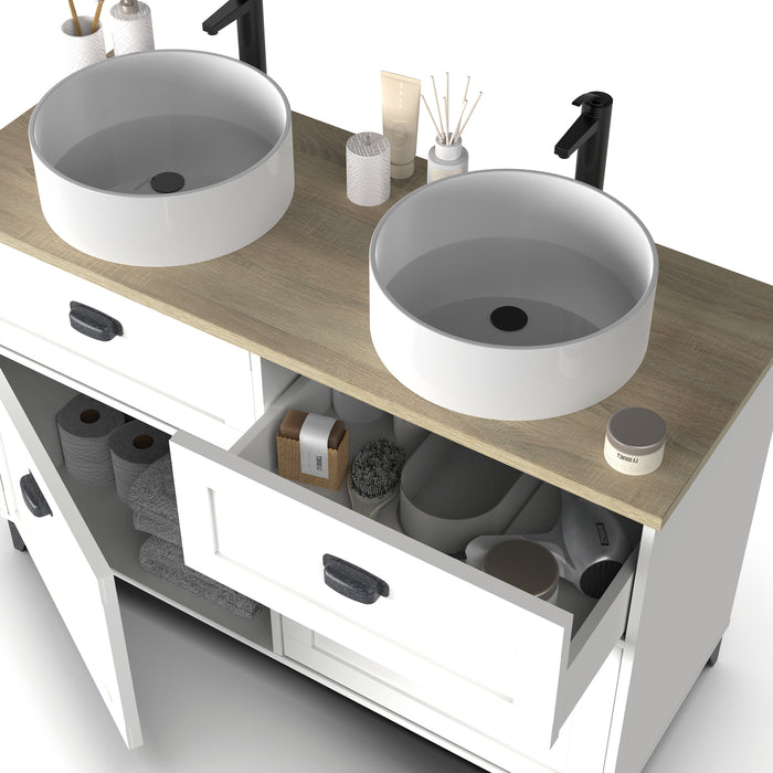 MUEBLES PITARCH Mueble de Lavabo Toscana 120 Blanco/Roble Cambrian