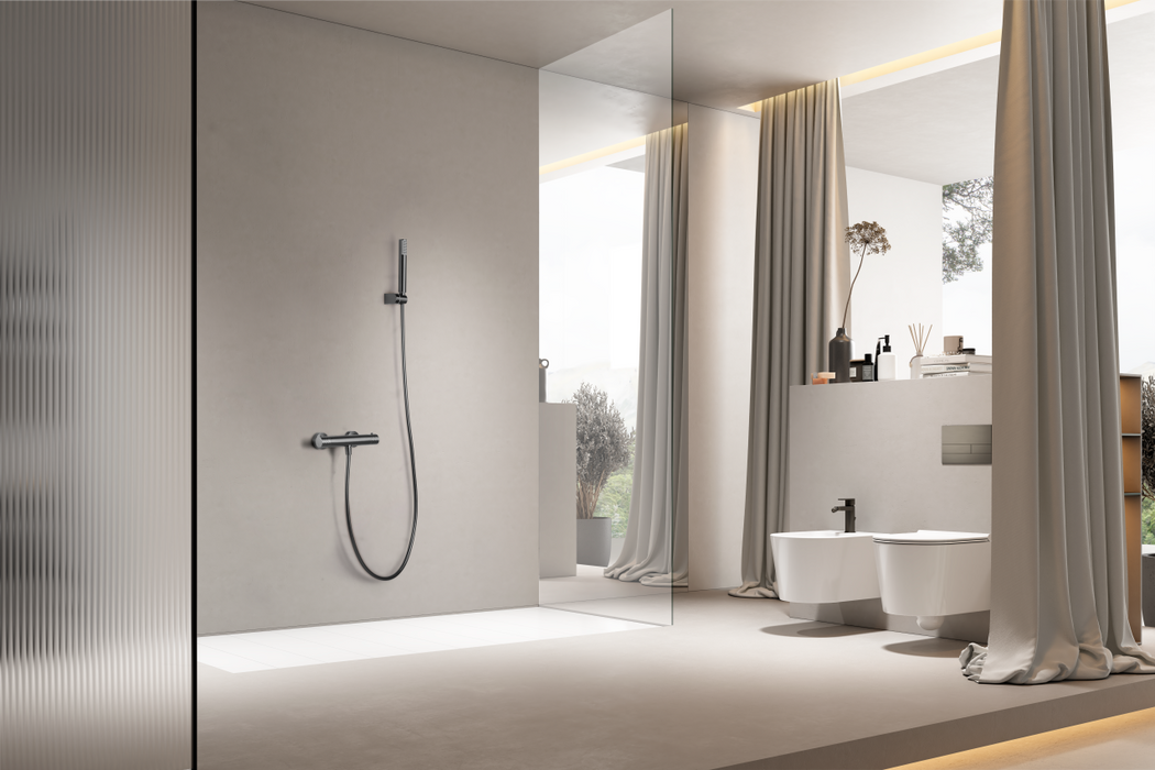 IMEX BTG053-5BGM GÉNOVA Grifo Ducha Termostático Black Gun Metal