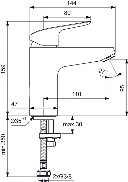 IDEAL STANDARD B1714AA CERAFLEX Grifo Monomando Lavabo XL Cromo