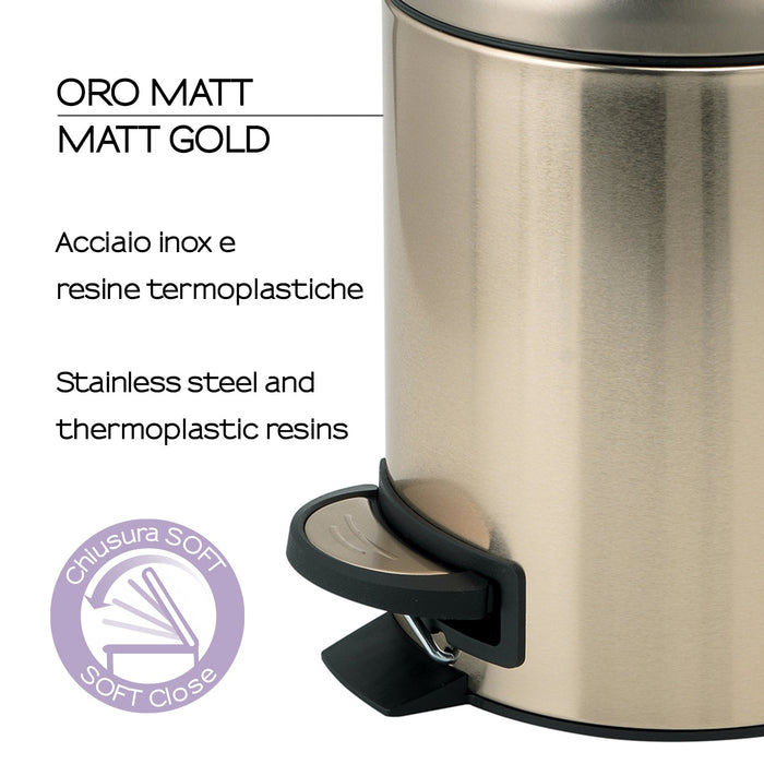 GEDY 32098700000 POTTY Papelera Con Tapa 5L Oro Mate