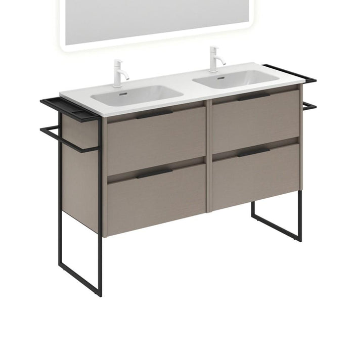 AMIZUVA C0073759 KEIKO Mueble de Baño con Lavabo 4 Cajones 120 cm Fumé Arenado