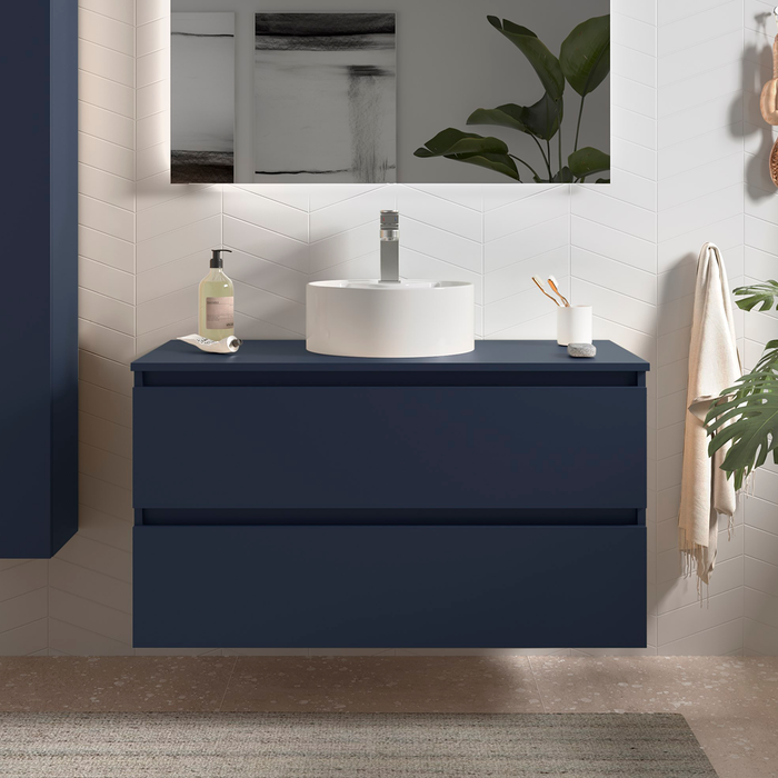 SALGAR BEQUIA Mueble de Baño con Tapa Encimera Color Azul Mate