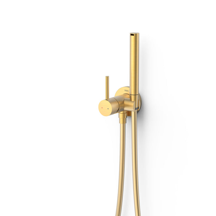 TRES 134123OM STUDY Grifo Monomando Empotrado con Ducha para Inodoro Color Oro Mate 24K