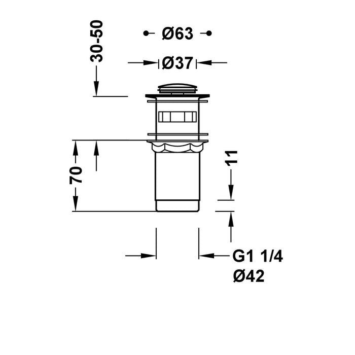 TRES 13454110 Válvula Clic Clac Lavabo con Rebosadero Tapón Ø 37 mm Cromo