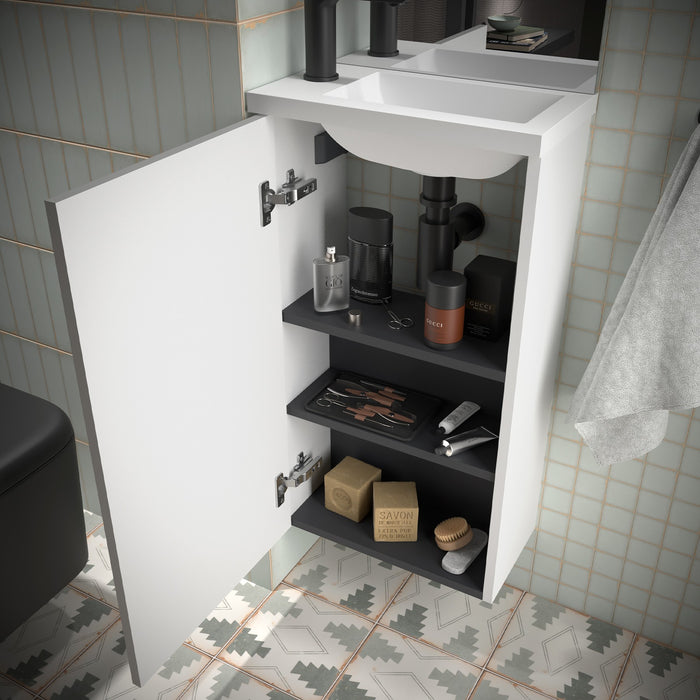 SALGAR 113727 MARVILLE Conjunto Completo Mueble de Baño Mini con Lavabo 1 Puerta Color Blanco Mate