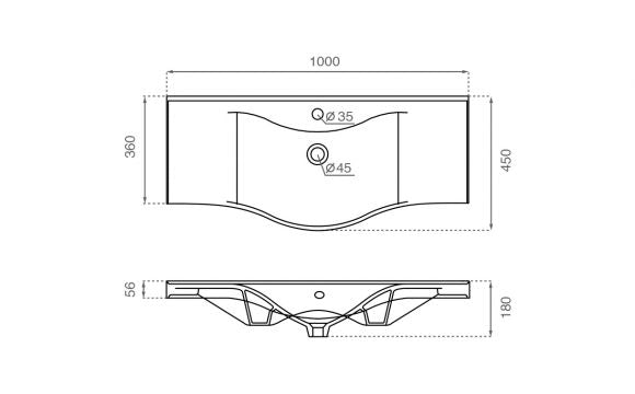 BATHCO 4093 HELSINKI 100 Lavabo Rectangular