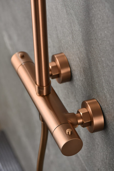 IMEX BTM039/ORC MONZA Conjunto Grifo Ducha Telescópico Termostático Oro Rosa Cepillado
