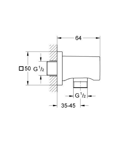 GROHE 27 076 000 RAINSHOWER codo de salida c/florón cuadr