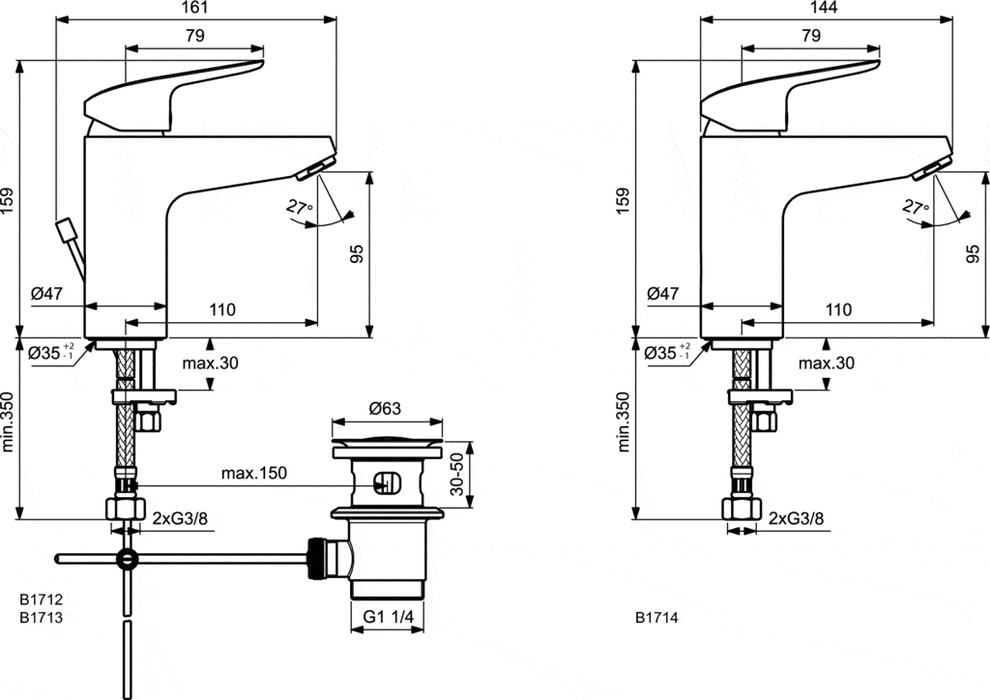 IDEAL STANDARD B1713AA CERAFLEX Grifo Monomando Lavabo Grande