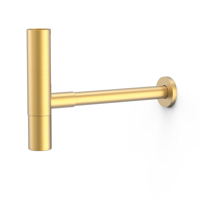 TRES 16110342OM COMPLEMENTOS DE GRIFERÍA Sifón Telescópico Redondo Inspeccionable con Faldón para Lavabo Color Oro Mate 24K