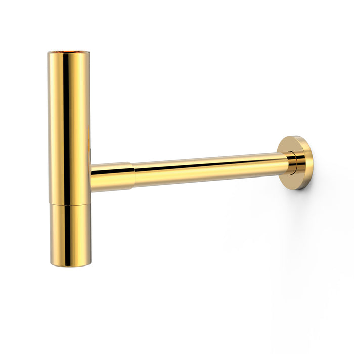 TRES 16110342OR COMPLEMENTOS DE GRIFERÍA Sifón Telescópico Redondo Inspeccionable con Faldón para Lavabo Color Oro 24K