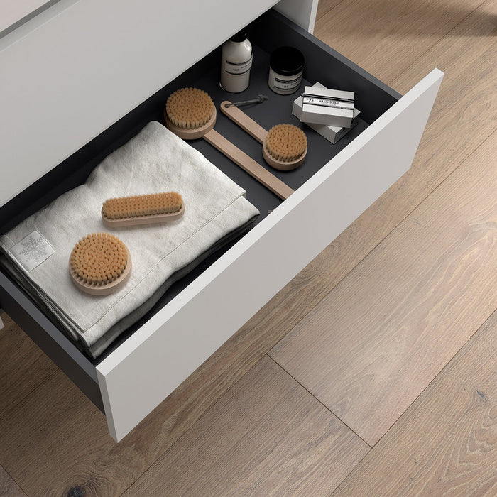 SALGAR NOJA Mueble de Baño con Tapa Encimera 2 Cajones Color Blanco Mate