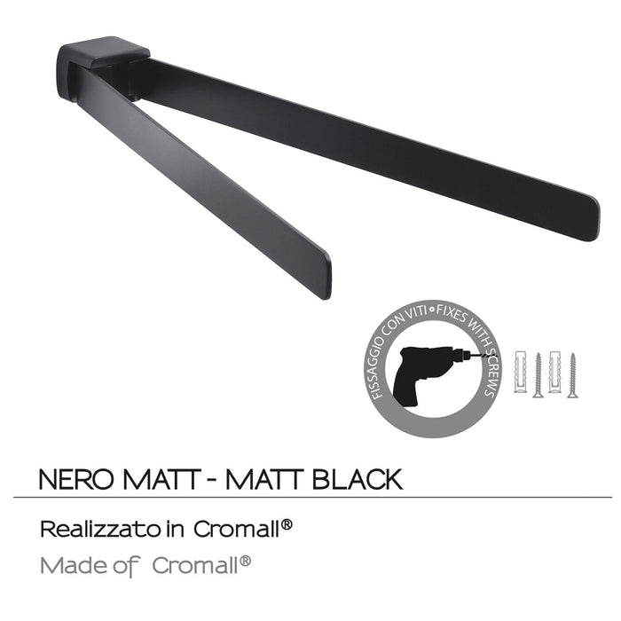 GEDY PI231400100 PIRENEI Toallero Doble Negro Mate