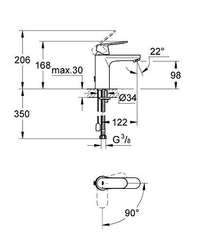 GROHE 23 397 00E EUROSMART COSMOPOLITAN Grifo Lavabo S Cadenilla