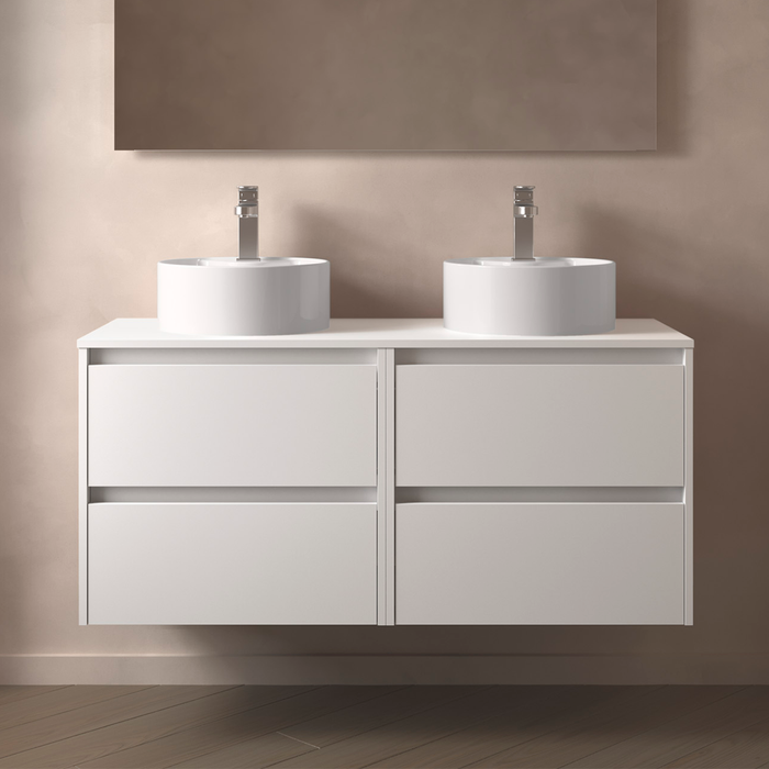 SALGAR 105517 NOJA Mueble de Baño con Tapa Encimera 4 Cajones 120 cm Color Blanco Mate