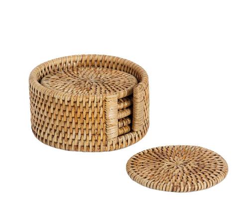 ANDREA HOUSE MS73183 Set 6 Posavasos Ratan Ø12X6Cm
