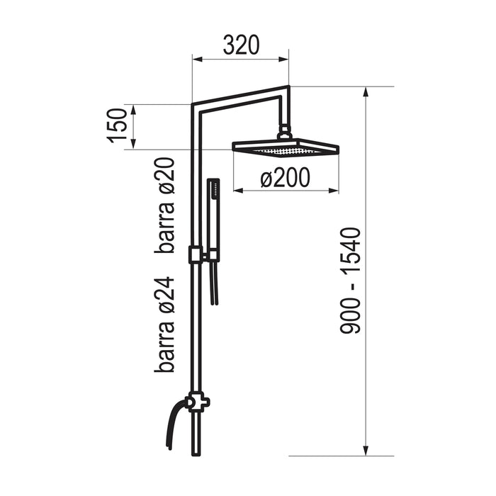 PRESTO 269500 Columna con rociador y accesorios nitro plus para grupo de baño Cromo