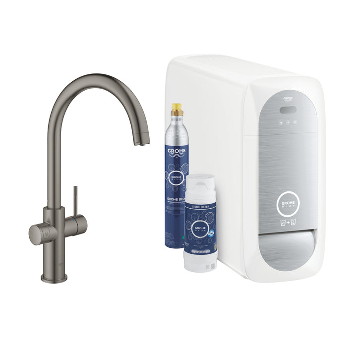 GROHE 31 455 AL1 BLUE Home Starter Kit Caño En C Grafito Cepillado