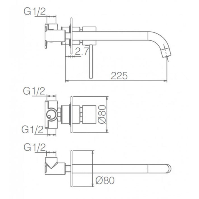 IMEX GLIS045 MILOS STICK Grifo de Lavabo Empotrado Cromo