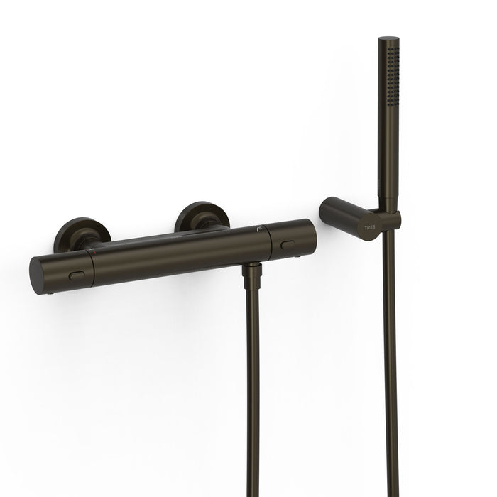 TRES 19016429KMB OVER-WALL Grifo Termostático Mural Over-Wall Ducha Color Negro Bronce